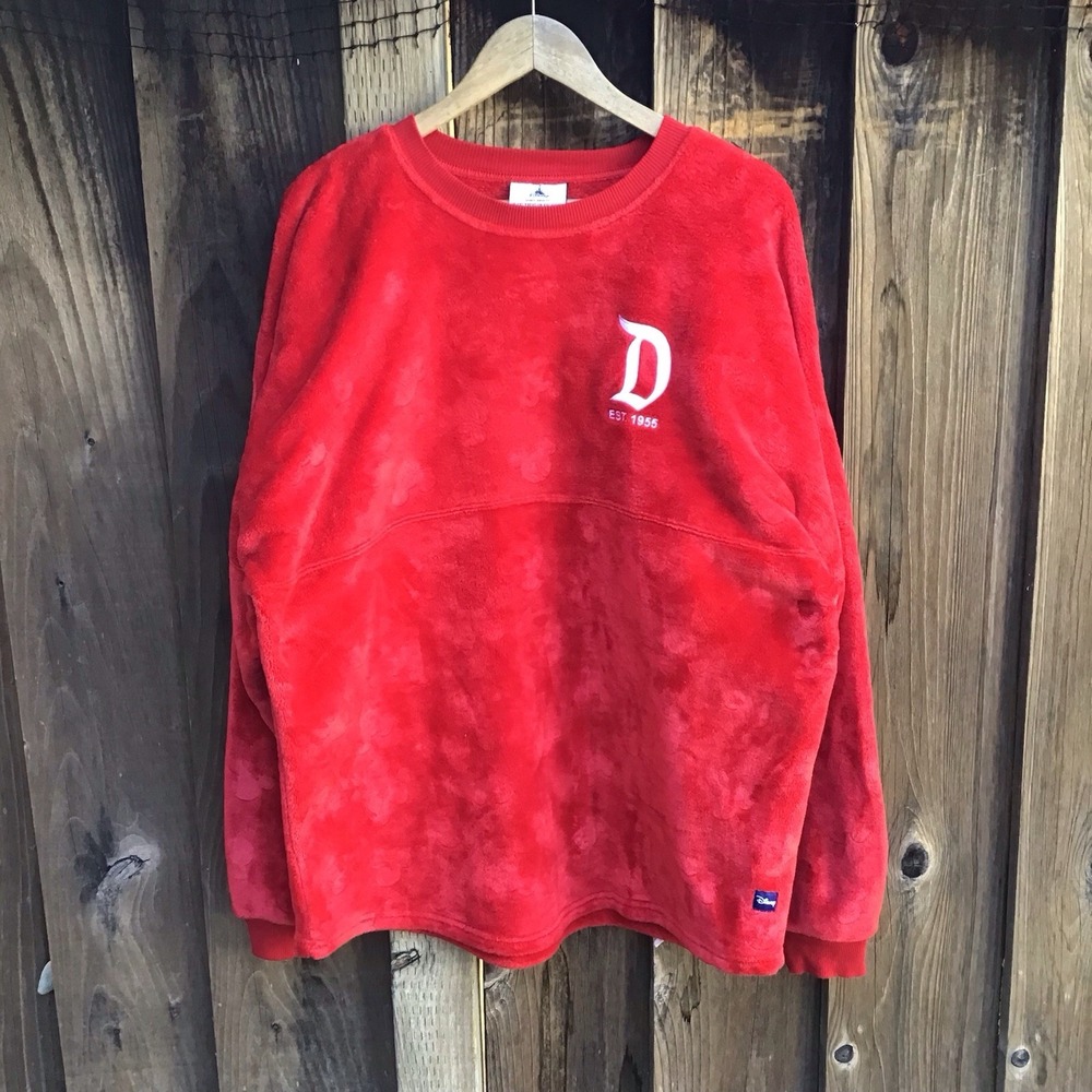 Disneyland Spirit Jersey Red Plush Mickey Mouse Fleece Pullover Disney Adult XXL - Picture 4 of 6
